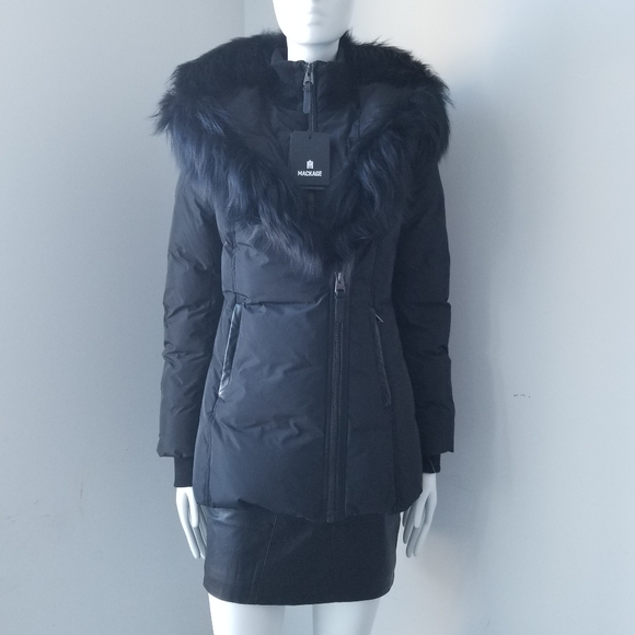 SOLD - NWT Mackage Adali Down Coat With Fox Fur Collar